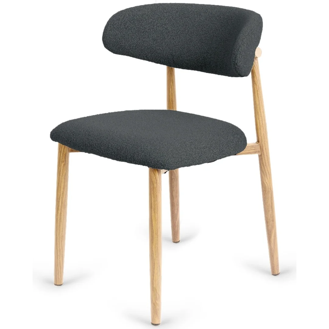 Krzesło tapicerowane LUCCA BOUCLE DARK GREY LIGHT WOOD