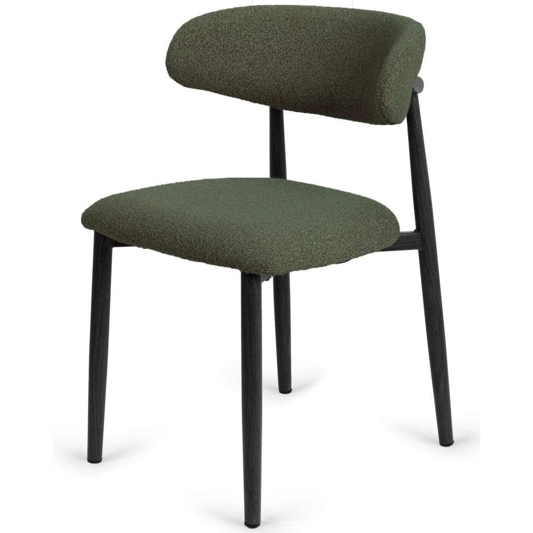 Krzesło tapicerowane LUCCA BOUCLE GREEN BLACK WOOD