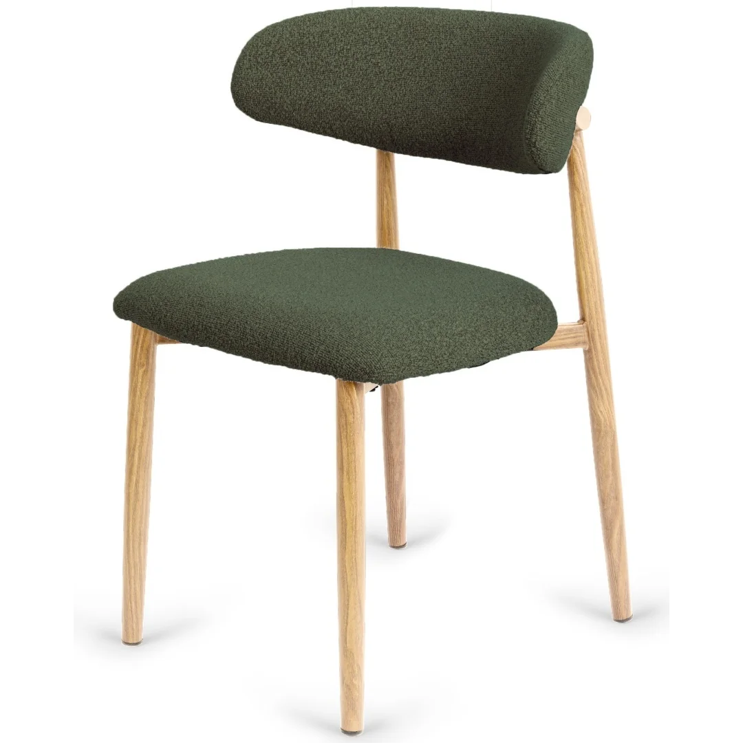 Krzesło tapicerowane Lucca Boucle Green Light Wood