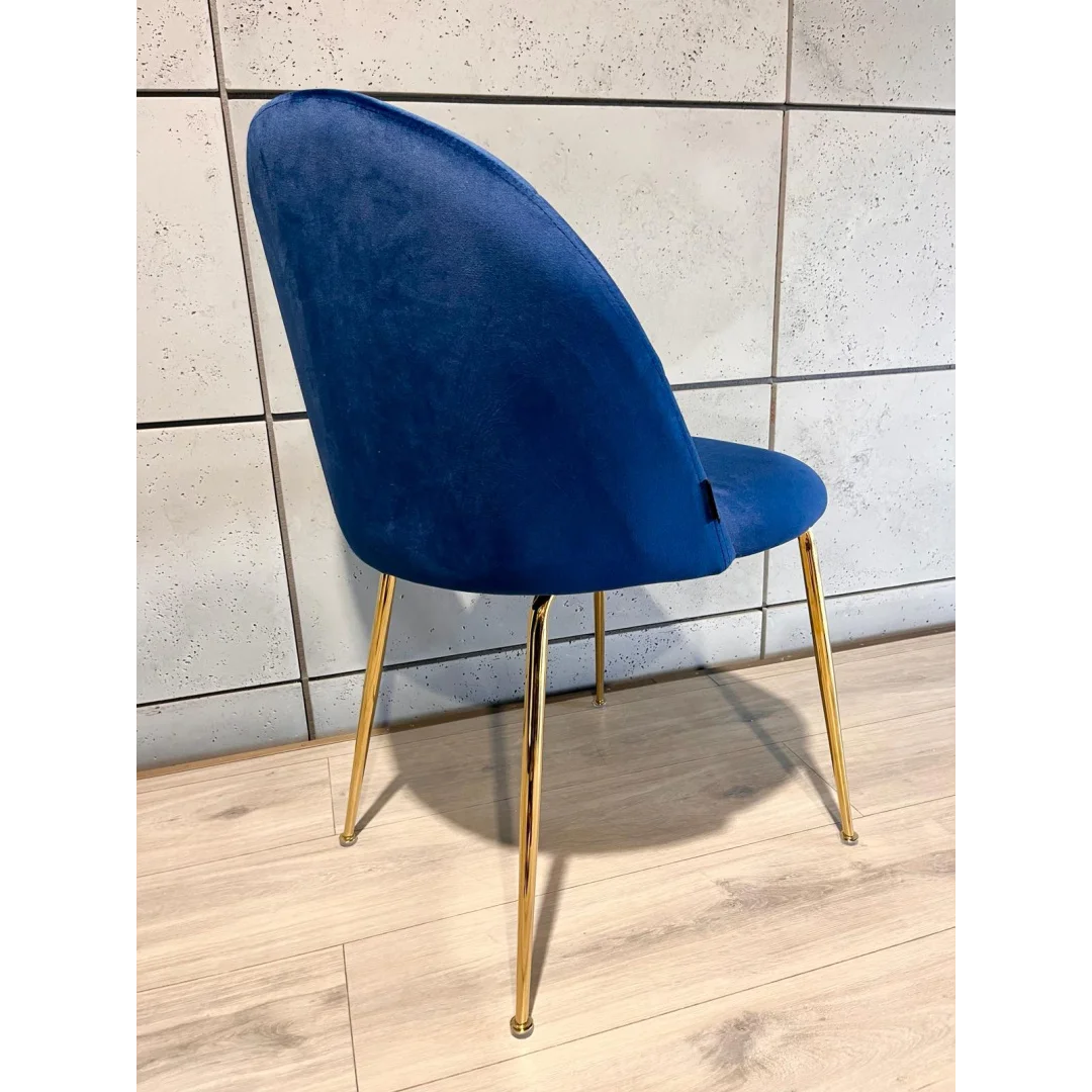 Krzesło tapicerowane CAMILA BLUE VELVET GOLD — zdjęcie 11