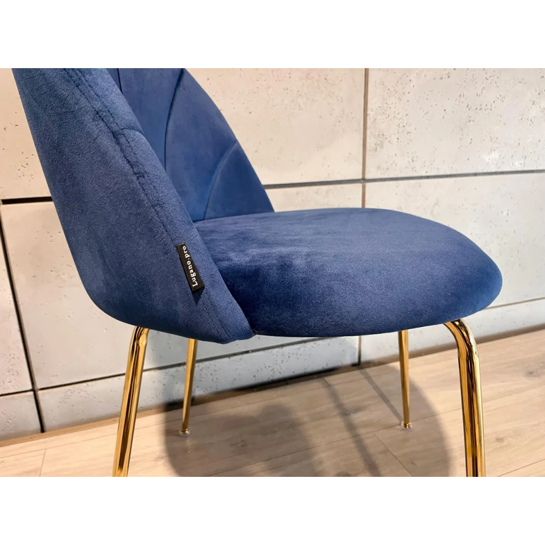 Krzesło tapicerowane CAMILA BLUE VELVET GOLD — zdjęcie 12