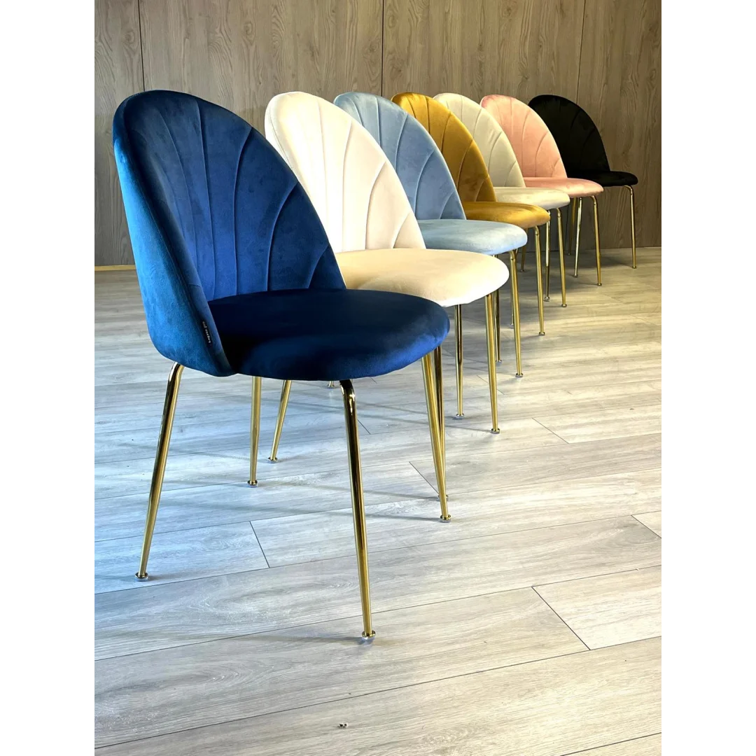 Krzesło tapicerowane CAMILA BLUE VELVET GOLD — zdjęcie 13