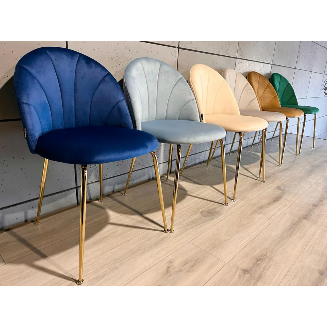 Krzesło tapicerowane CAMILA BLUE VELVET GOLD — zdjęcie 14