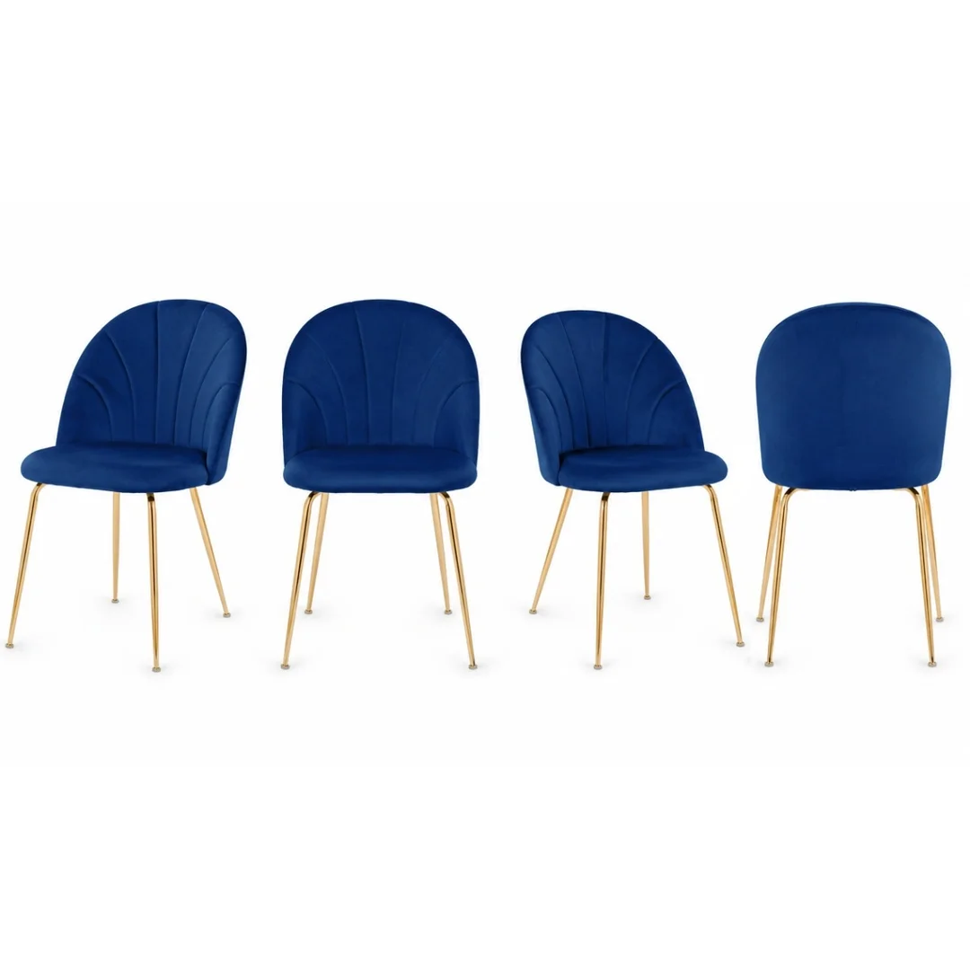 Krzesło tapicerowane CAMILA BLUE VELVET GOLD — zdjęcie 16