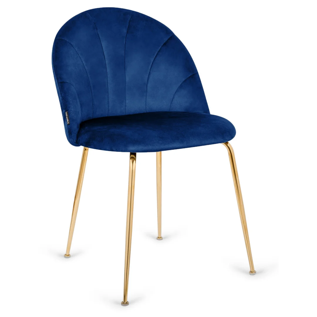 Krzesło tapicerowane CAMILA BLUE VELVET GOLD — zdjęcie 3