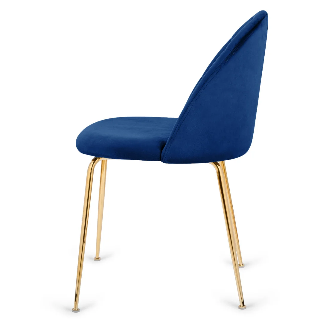 Krzesło tapicerowane CAMILA BLUE VELVET GOLD — zdjęcie 4