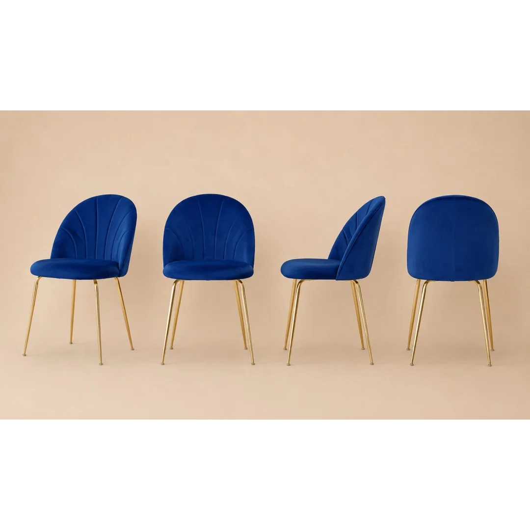 Krzesło tapicerowane CAMILA BLUE VELVET GOLD — zdjęcie 6
