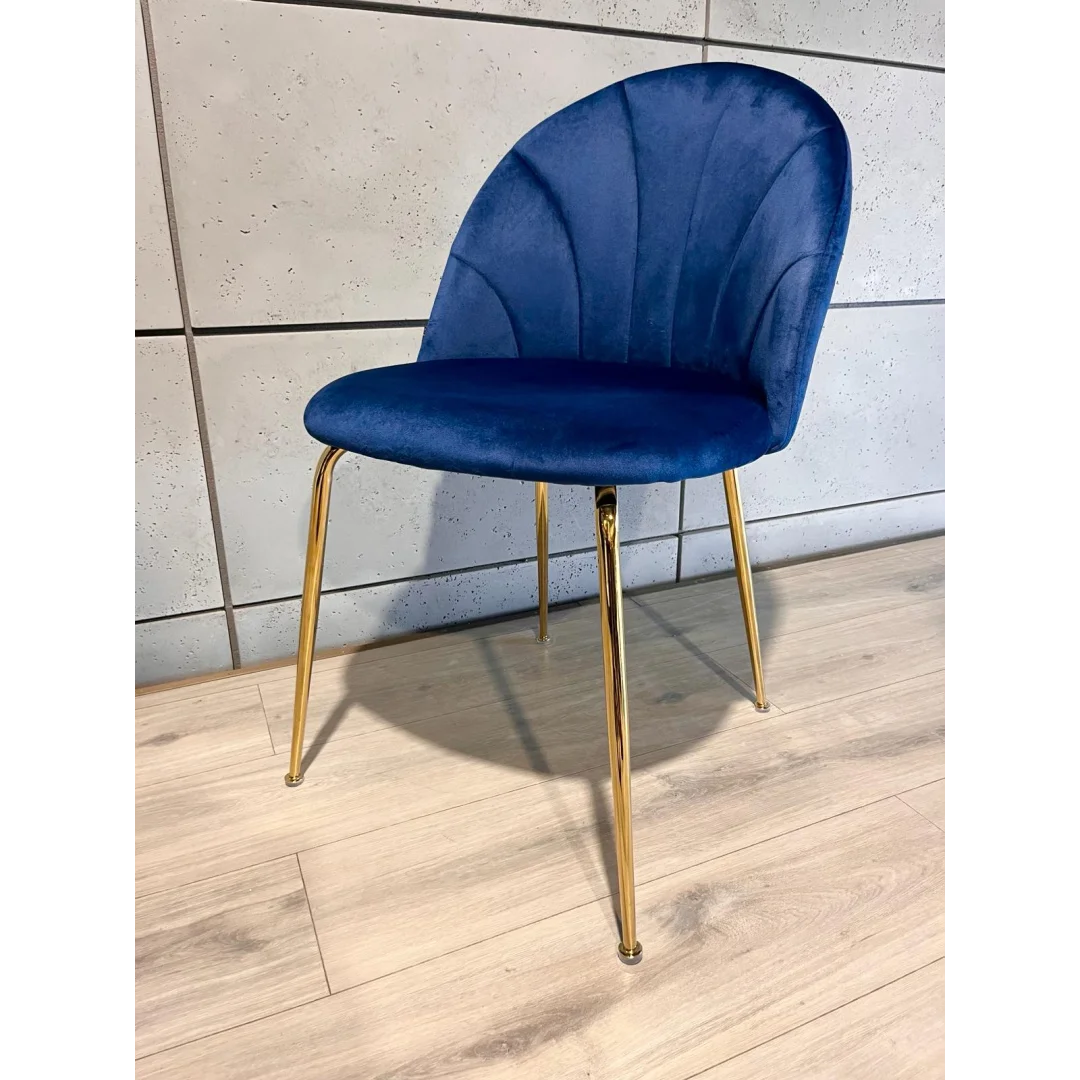 Krzesło tapicerowane CAMILA BLUE VELVET GOLD — zdjęcie 8