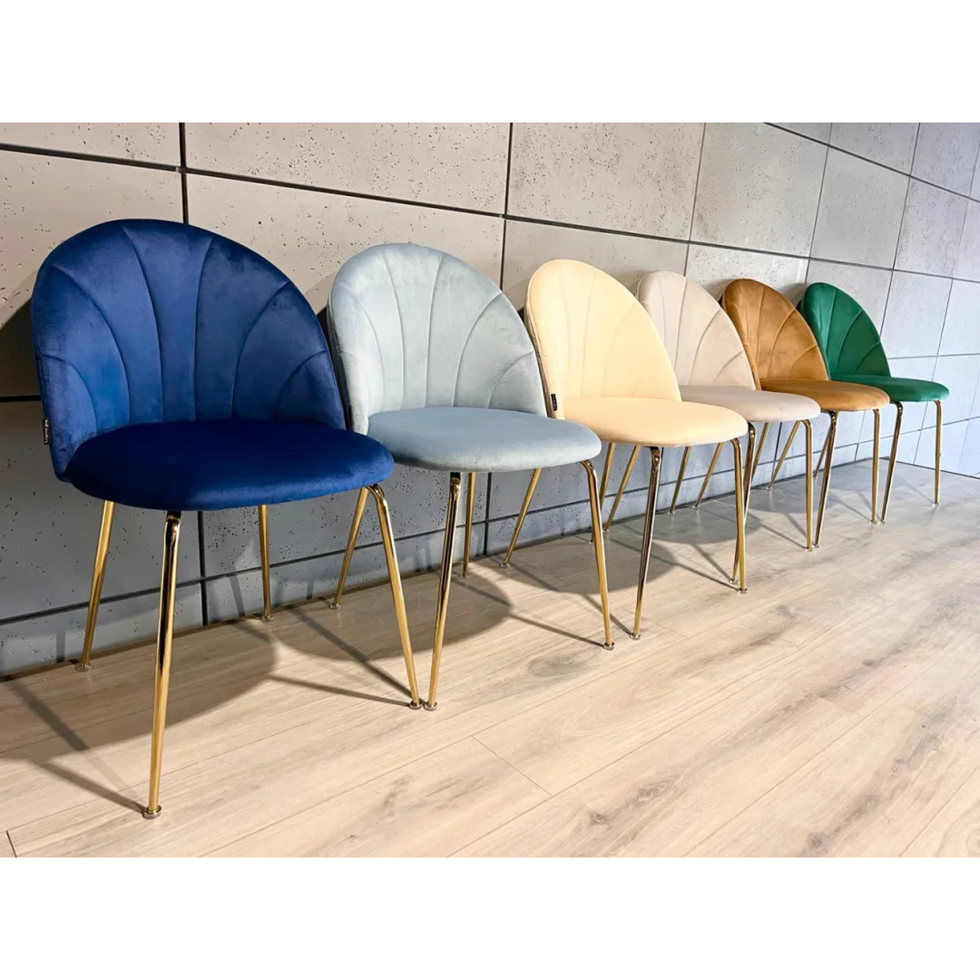 Krzesło tapicerowane CAMILA BLUE VELVET GOLD — zdjęcie 9