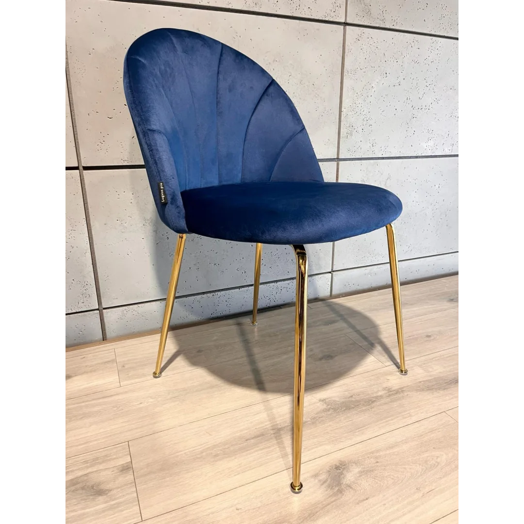 Krzesło tapicerowane CAMILA BLUE VELVET GOLD — zdjęcie 10