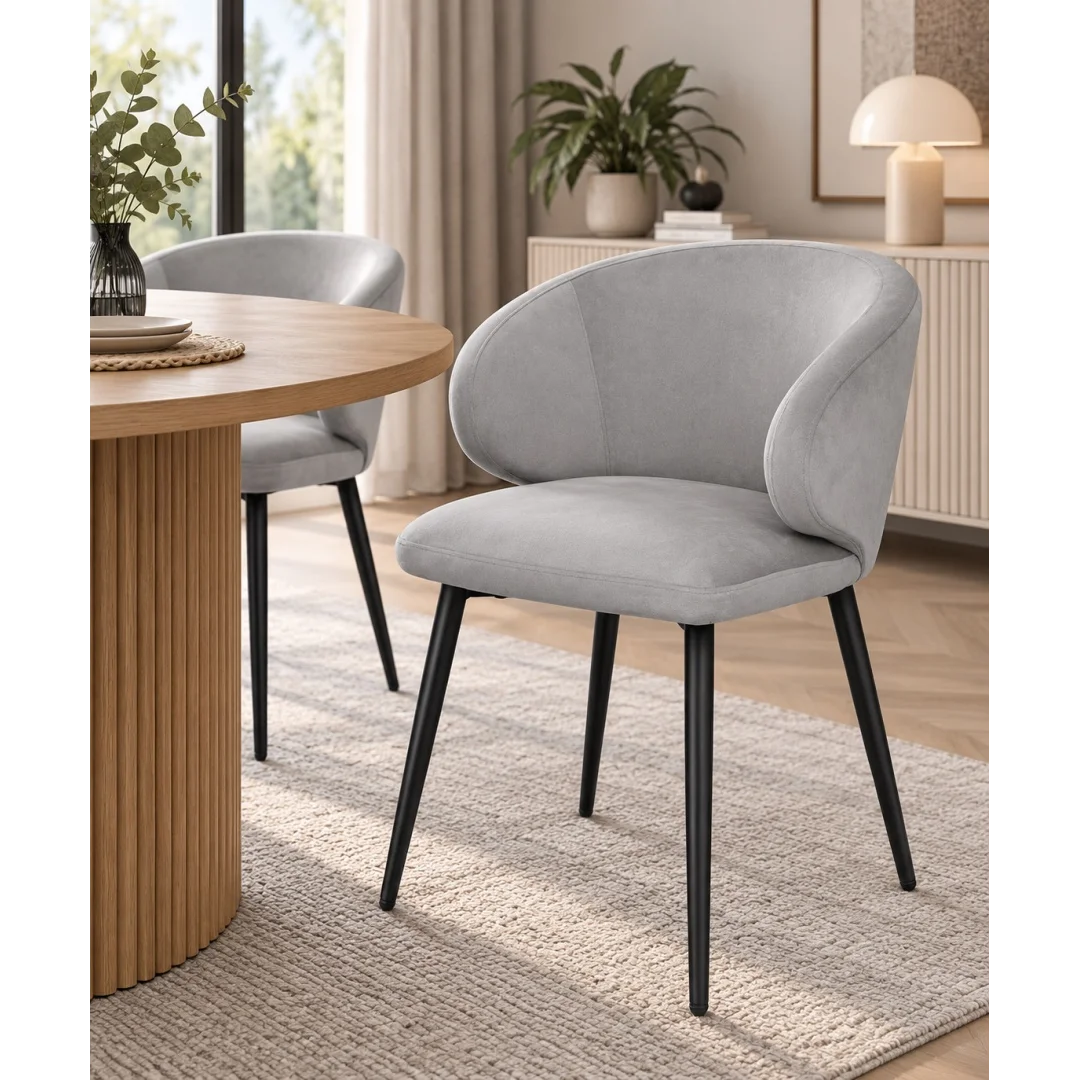 Krzesło tapicerowane CANNES LIGHT GREY VELVET — zdjęcie 7