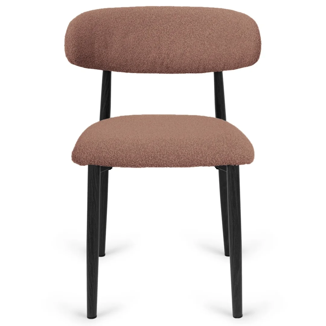Krzesło tapicerowane LUCCA BOUCLE BROWN BLACK WOOD — zdjęcie 2