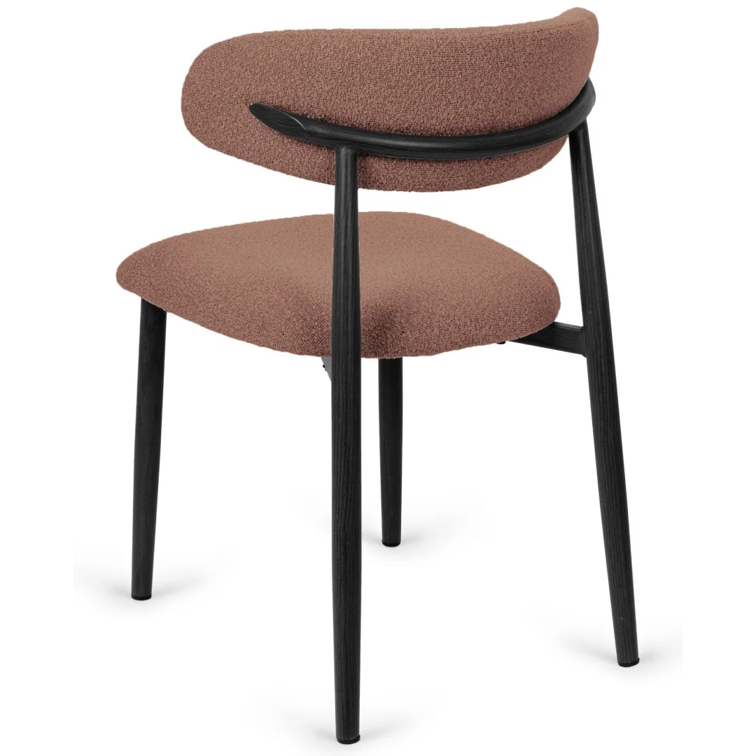 Krzesło tapicerowane LUCCA BOUCLE BROWN BLACK WOOD — zdjęcie 3