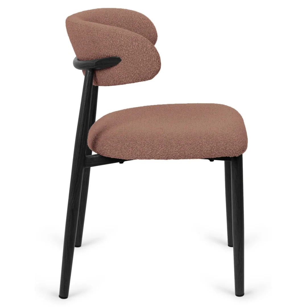 Krzesło tapicerowane LUCCA BOUCLE BROWN BLACK WOOD — zdjęcie 4