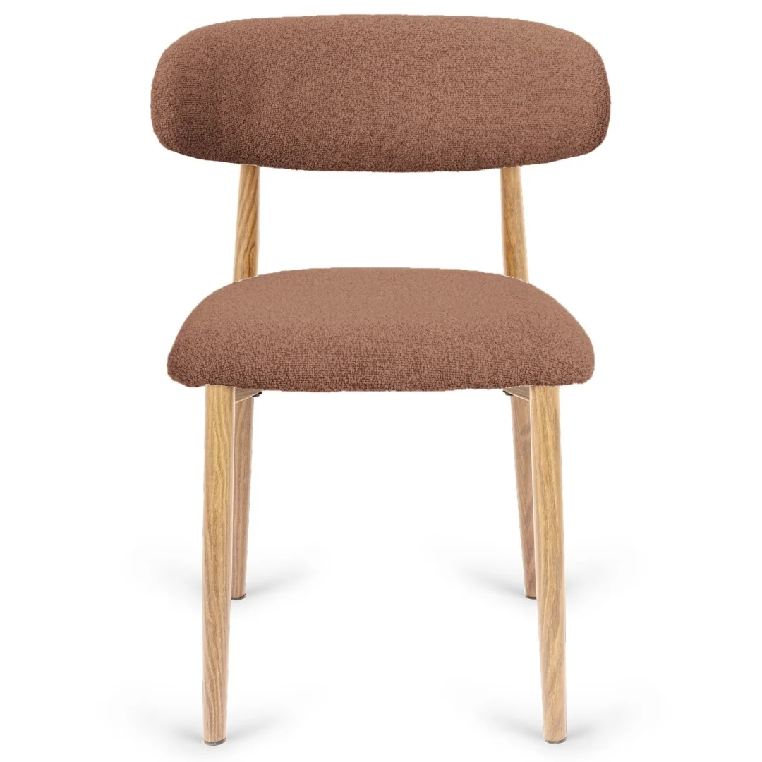 Krzesło tapicerowane LUCCA BOUCLE BROWN LIGHT WOOD — zdjęcie 2