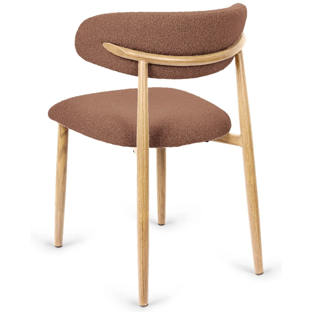 Krzesło tapicerowane LUCCA BOUCLE BROWN LIGHT WOOD — zdjęcie 3