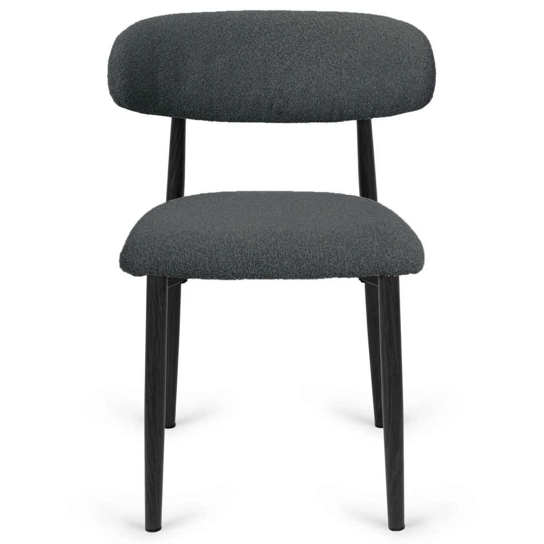 Krzesło tapicerowane LUCCA BOUCLE DARK GREY BLACK WOOD — zdjęcie 2