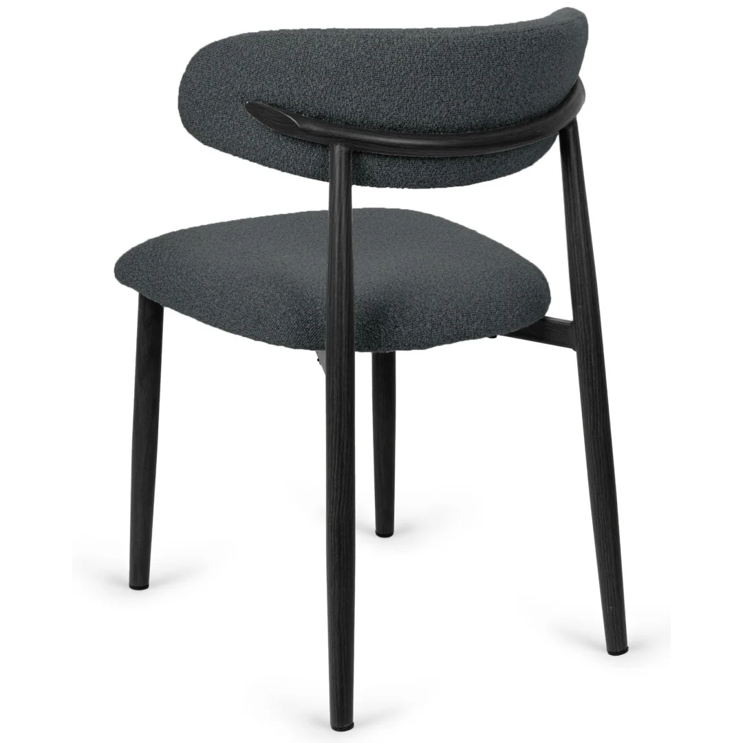 Krzesło tapicerowane LUCCA BOUCLE DARK GREY BLACK WOOD — zdjęcie 3