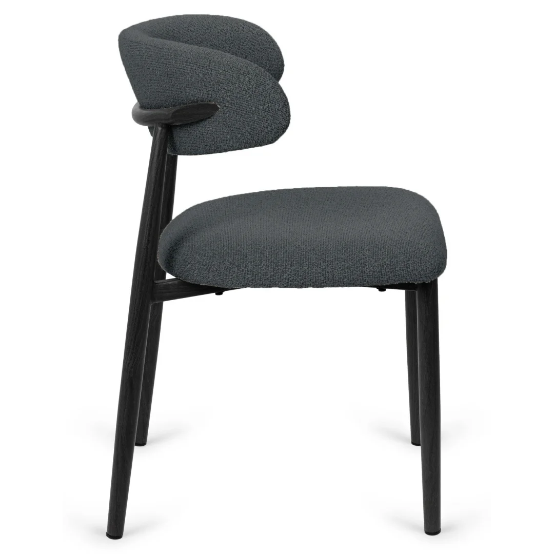 Krzesło tapicerowane LUCCA BOUCLE DARK GREY BLACK WOOD — zdjęcie 4
