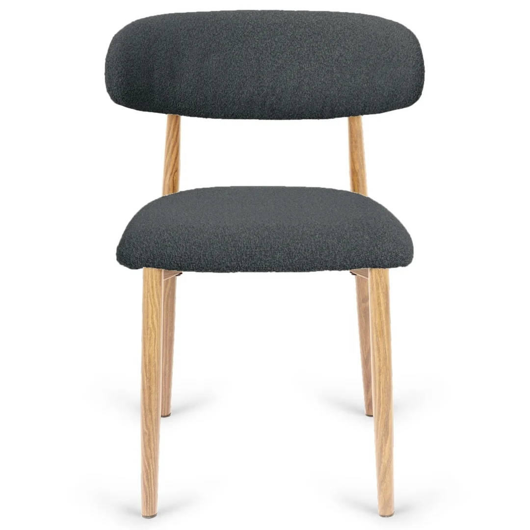 Krzesło tapicerowane LUCCA BOUCLE DARK GREY LIGHT WOOD — zdjęcie 2