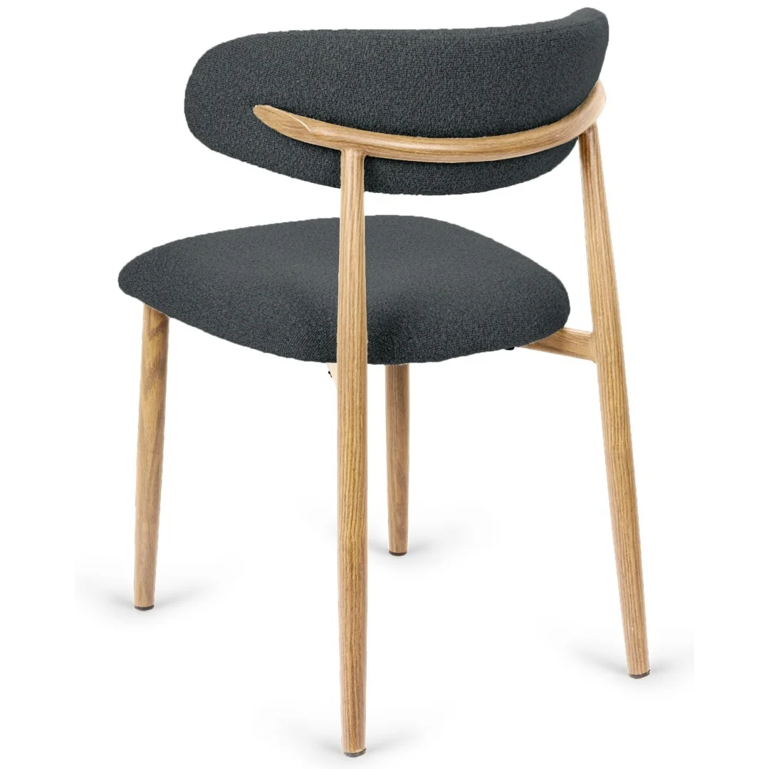 Krzesło tapicerowane LUCCA BOUCLE DARK GREY LIGHT WOOD — zdjęcie 3
