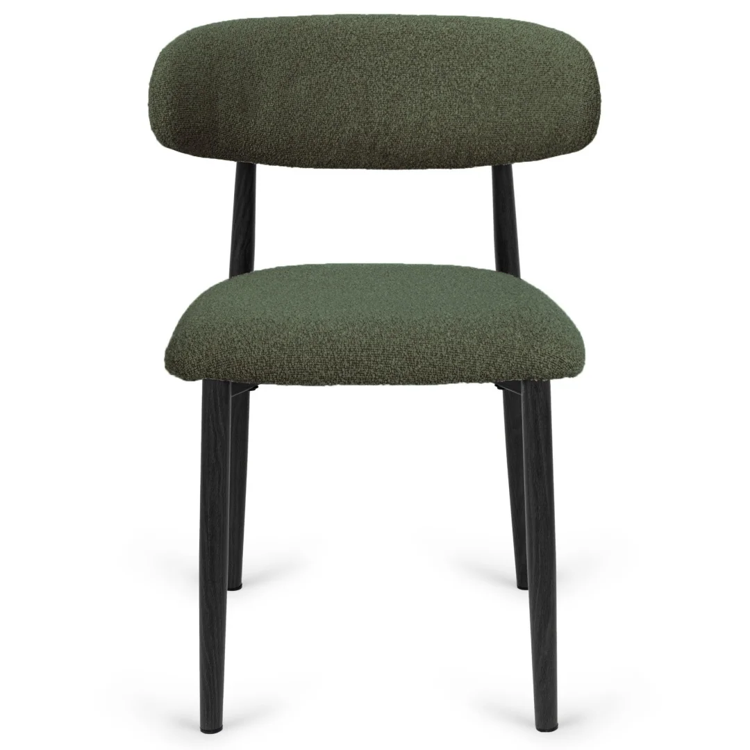 Krzesło tapicerowane LUCCA BOUCLE GREEN BLACK WOOD — zdjęcie 2