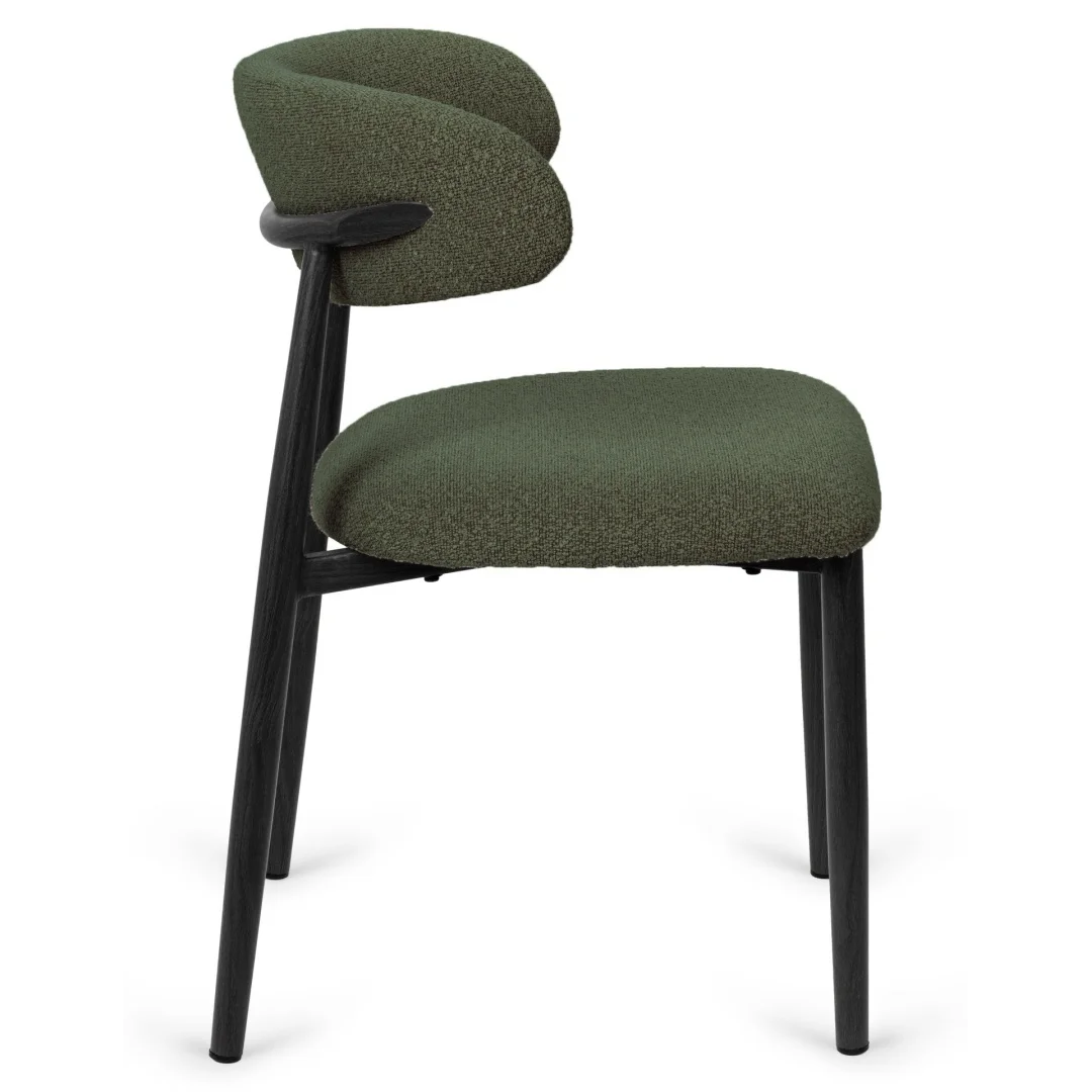 Krzesło tapicerowane LUCCA BOUCLE GREEN BLACK WOOD — zdjęcie 3