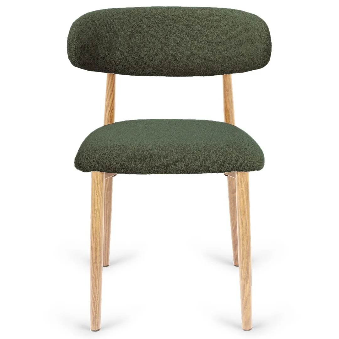 Krzesło tapicerowane LUCCA BOUCLE GREEN LIGHT WOOD — zdjęcie 2