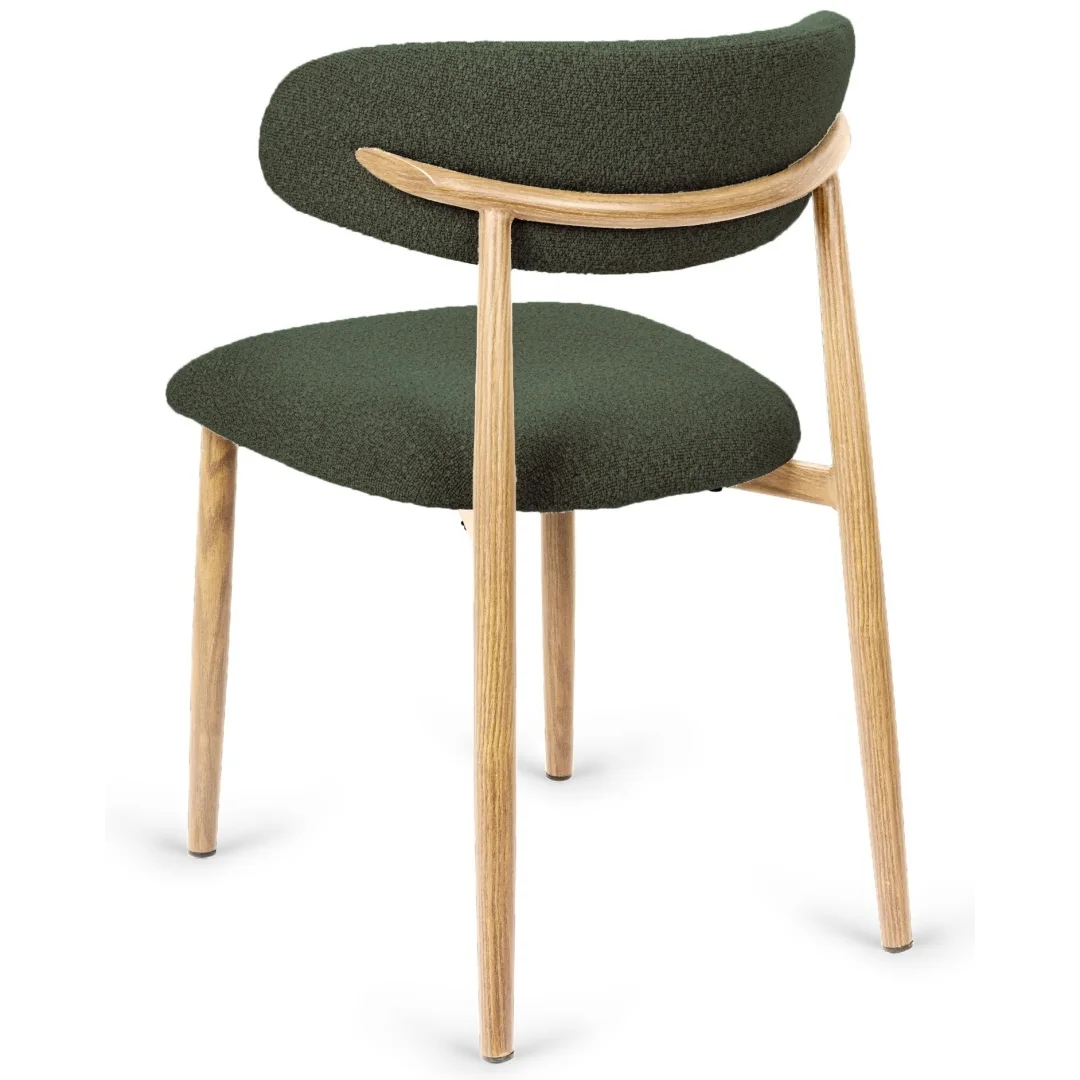 Krzesło tapicerowane LUCCA BOUCLE GREEN LIGHT WOOD — zdjęcie 3