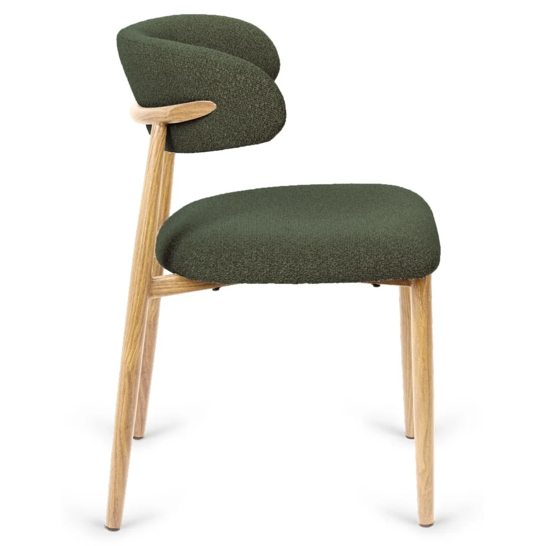 Krzesło tapicerowane LUCCA BOUCLE GREEN LIGHT WOOD — zdjęcie 4