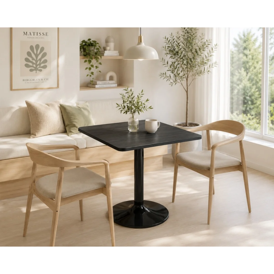 Stół skandynawski kwadratowy TORI STR Black Wood 70 SMOKE — zdjęcie 4
