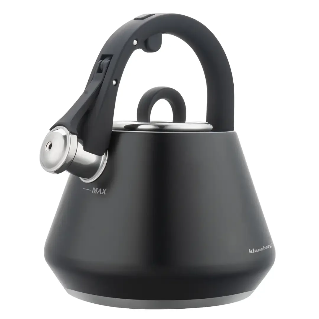 Czajnik stalowy z gwizdkiem 2,5 L czarny mat, Klausberg KB-7948