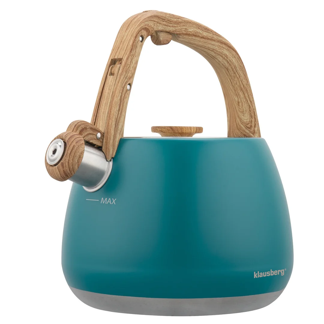 Czajnik z gwizdkiem, tradycyjny, 2,5L, turkusowy kolor, Klausberg, KB-9040