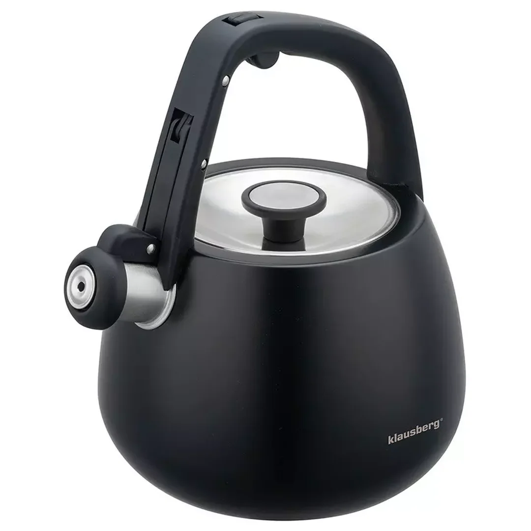 Czajnik ze stali nierdzewnej z gwizdkiem, czarny, pojemność 2,5L, Klausberg, KB-7774