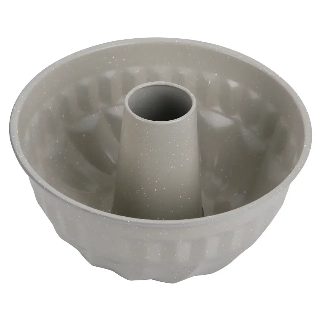 Forma, metalowa, okrągła z dziurką, z powłoką nieprzywieralną, beżowa, średnica 22 cm
