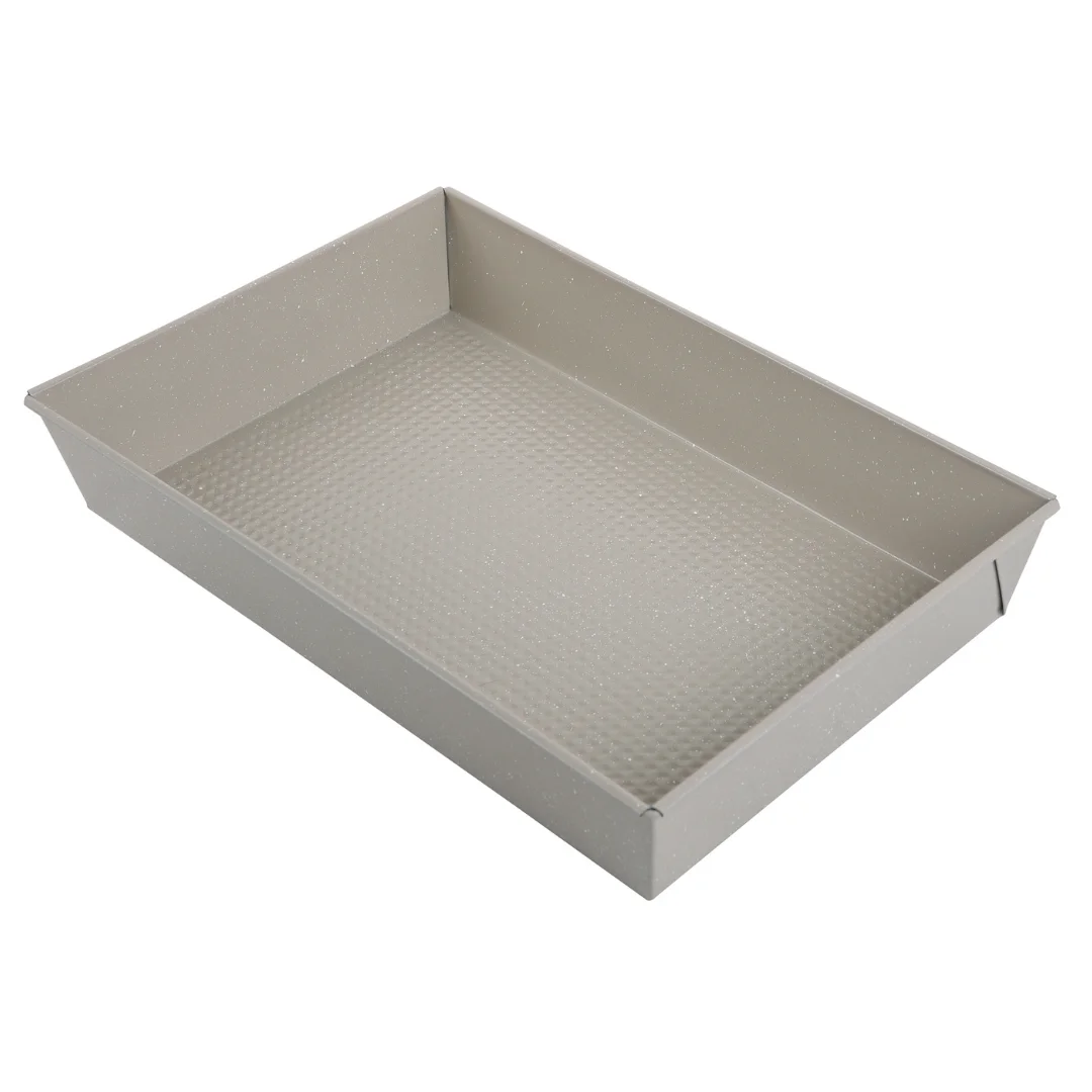 Forma prostokątna 36,5×24×6 cm, stal węglowa, powłoka marmurkowa nieprzywierająca, beżowa, KINGHoff, KH-1975