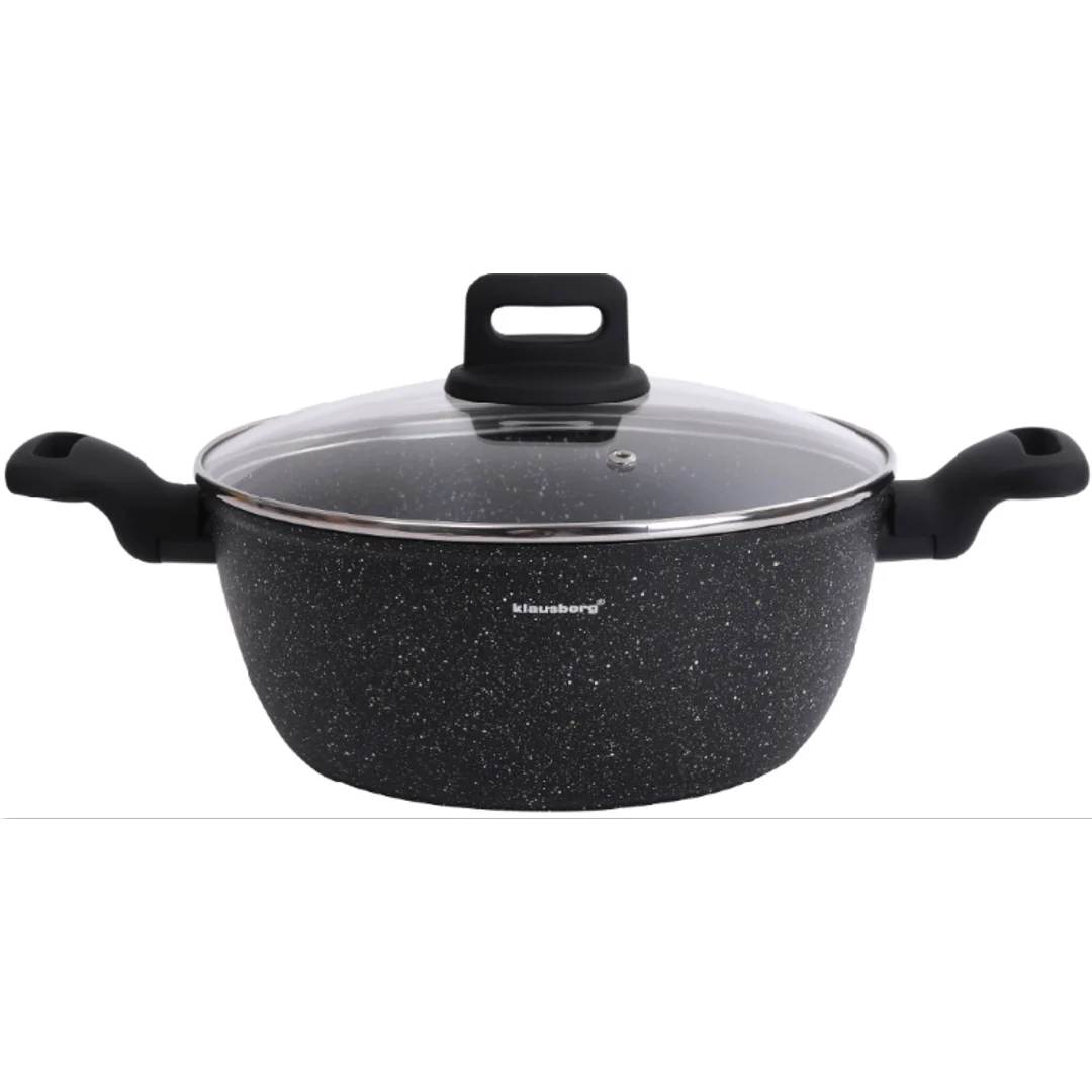 Garnek, kolor czarny-marmurek, Ø24cm, 3,79L Klausberg