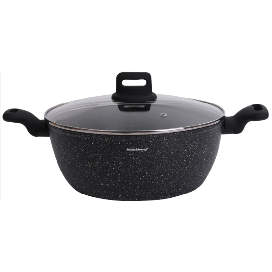 Garnek, kolor czarny-marmurek, Ø28cm, 5,71L Klausberg