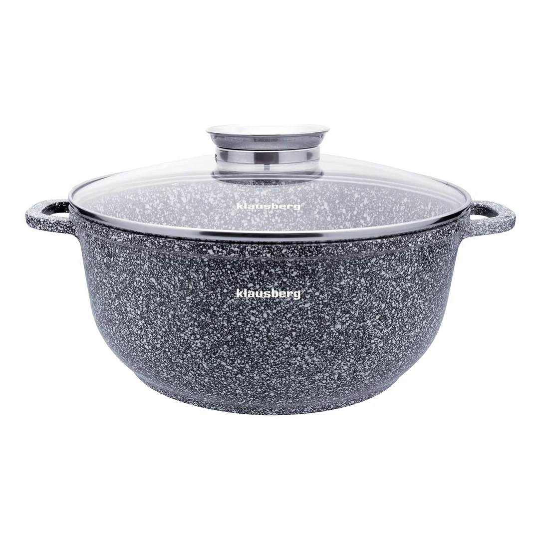 Garnek z pokrywką, aluminium szary marmurek Ø26cm 5,6l Klausberg