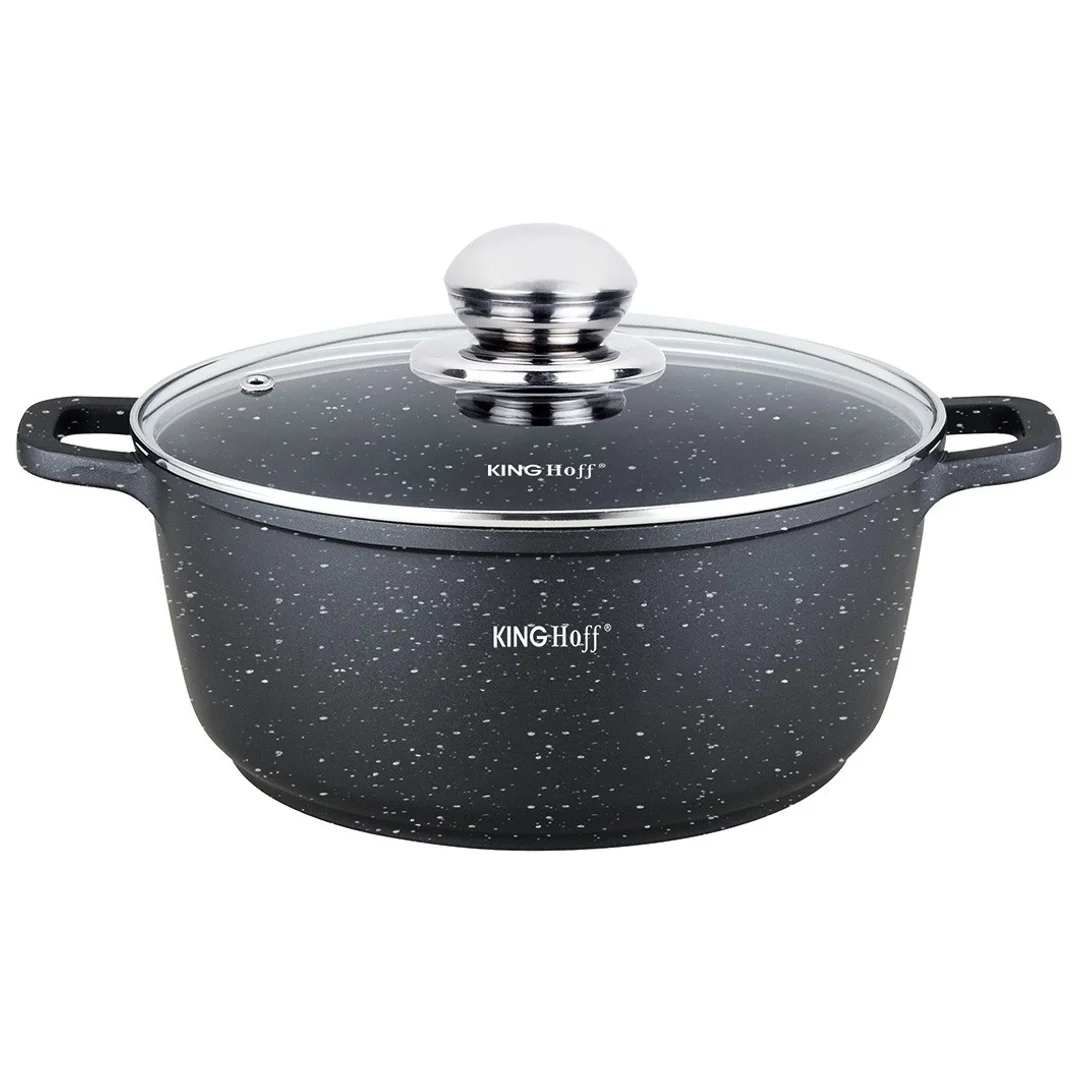Garnek z powłoka marmurkową, Ø16cm 1,3l czarny Kinghoff