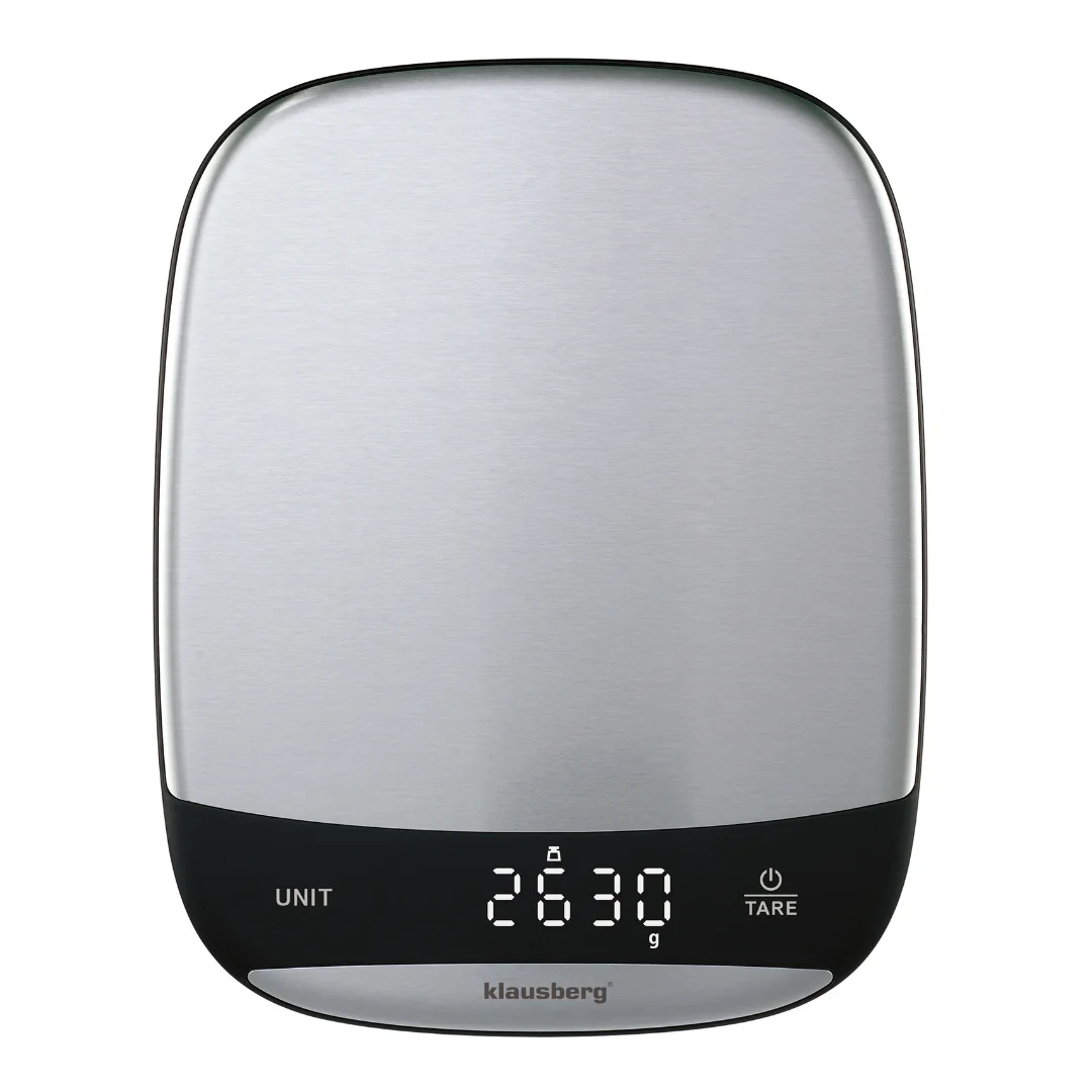 Waga kuchenna LED, 10 kg dokładność 1 g, USB-C, tarowanie, Klausberg