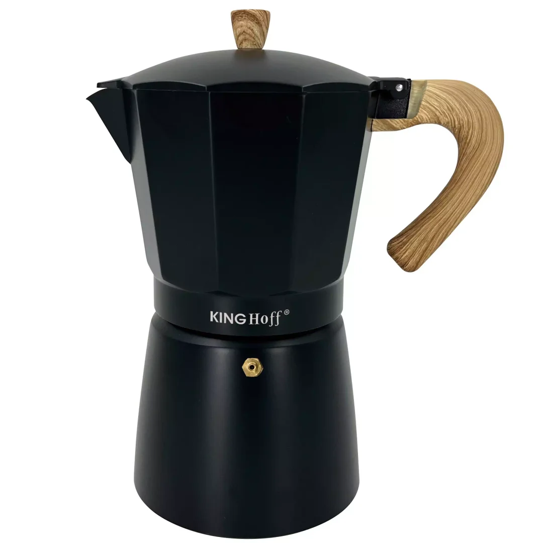 Zaparzacz do kawy espresso, aluminium, 12 filiżanek , czarny/drewnopodobny, KINGHoff, KH-1888