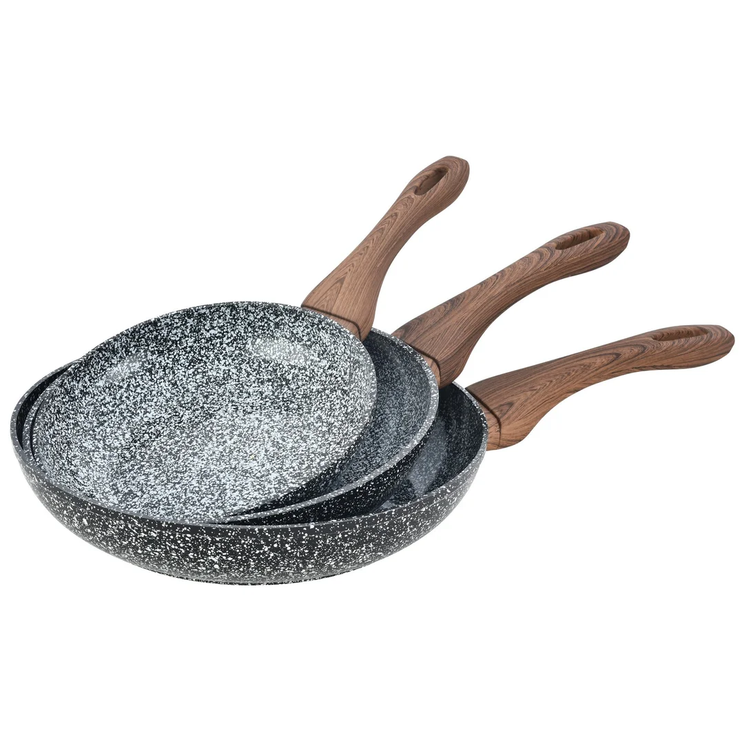 Zestaw 3 patelni, aluminium szary marmurek Ø20/24/28cm, KingHoff