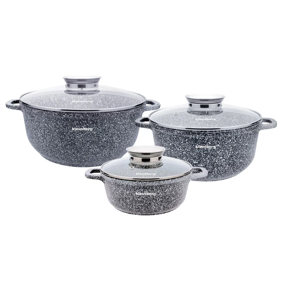 Zestaw garnków z marmurową powłoką 6 elementów Ø20/24/28 cm Klausberg