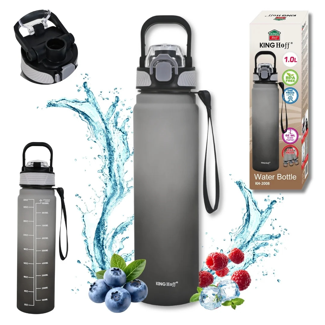 Butelka na wodę 1L, z blokadą, BPA-free, szczelna, KINGHoff KH-2008 — zdjęcie 12