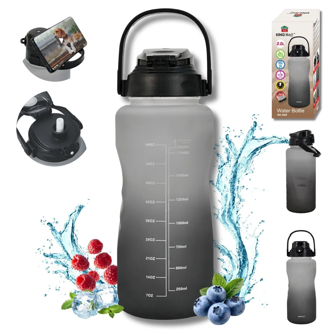 Butelka na wodę 2L, ze słomką, BPA-free, szczelna, KINGHoff KH-2009 — zdjęcie 12