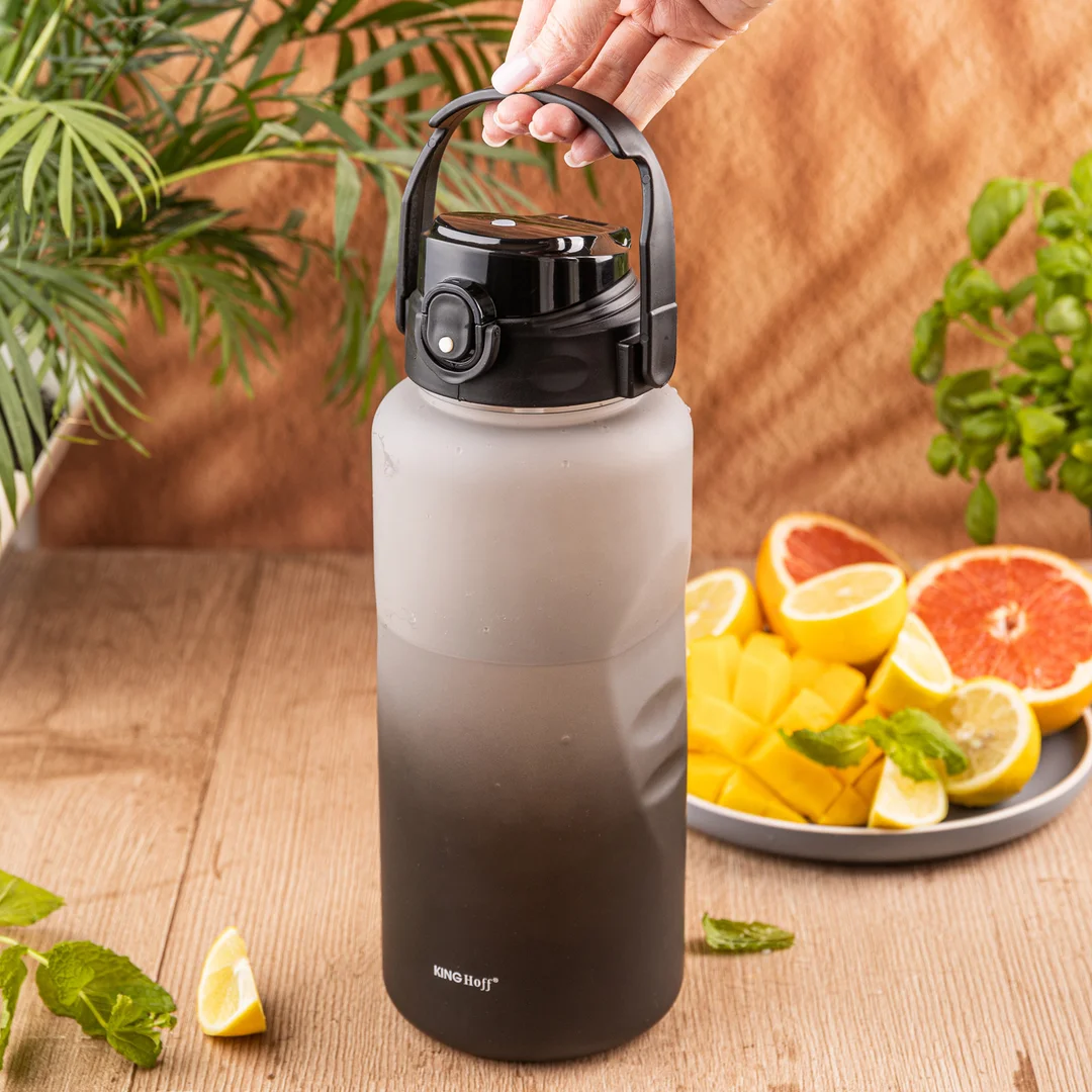 Butelka na wodę 2L, ze słomką, BPA-free, szczelna, KINGHoff KH-2009 — zdjęcie 5