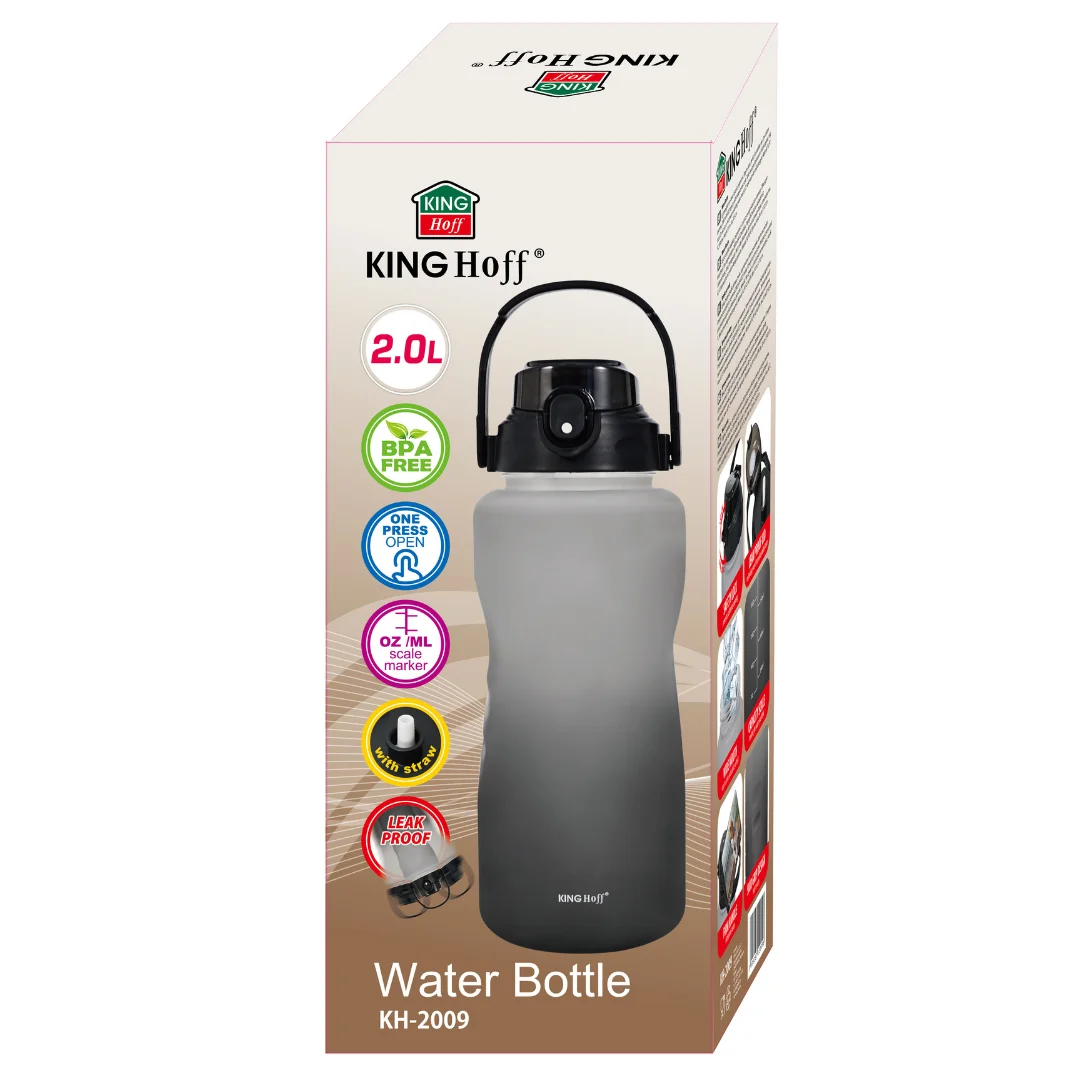 Butelka na wodę 2L, ze słomką, BPA-free, szczelna, KINGHoff KH-2009 — zdjęcie 9