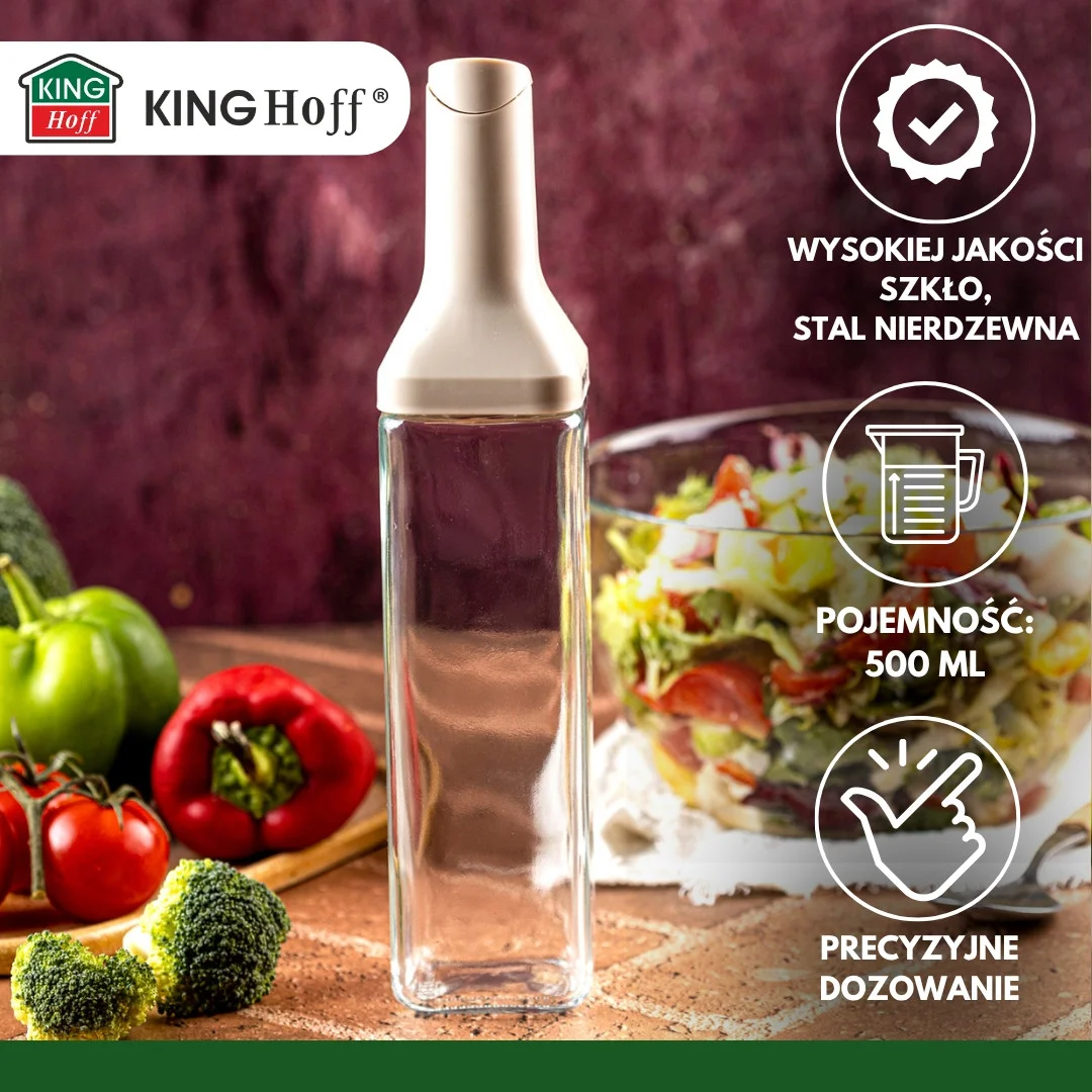 Butelka z nalewakiem 500 ml do oleju i octu, szkło, KINGHOFF, KH-2004 — zdjęcie 3