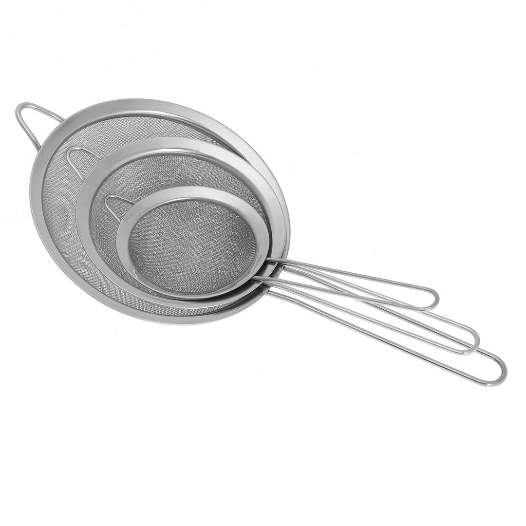 Cedzak, durszlak stal, zestaw 3 elementy Ø10/14/18 cm, Kinghoff — zdjęcie 4